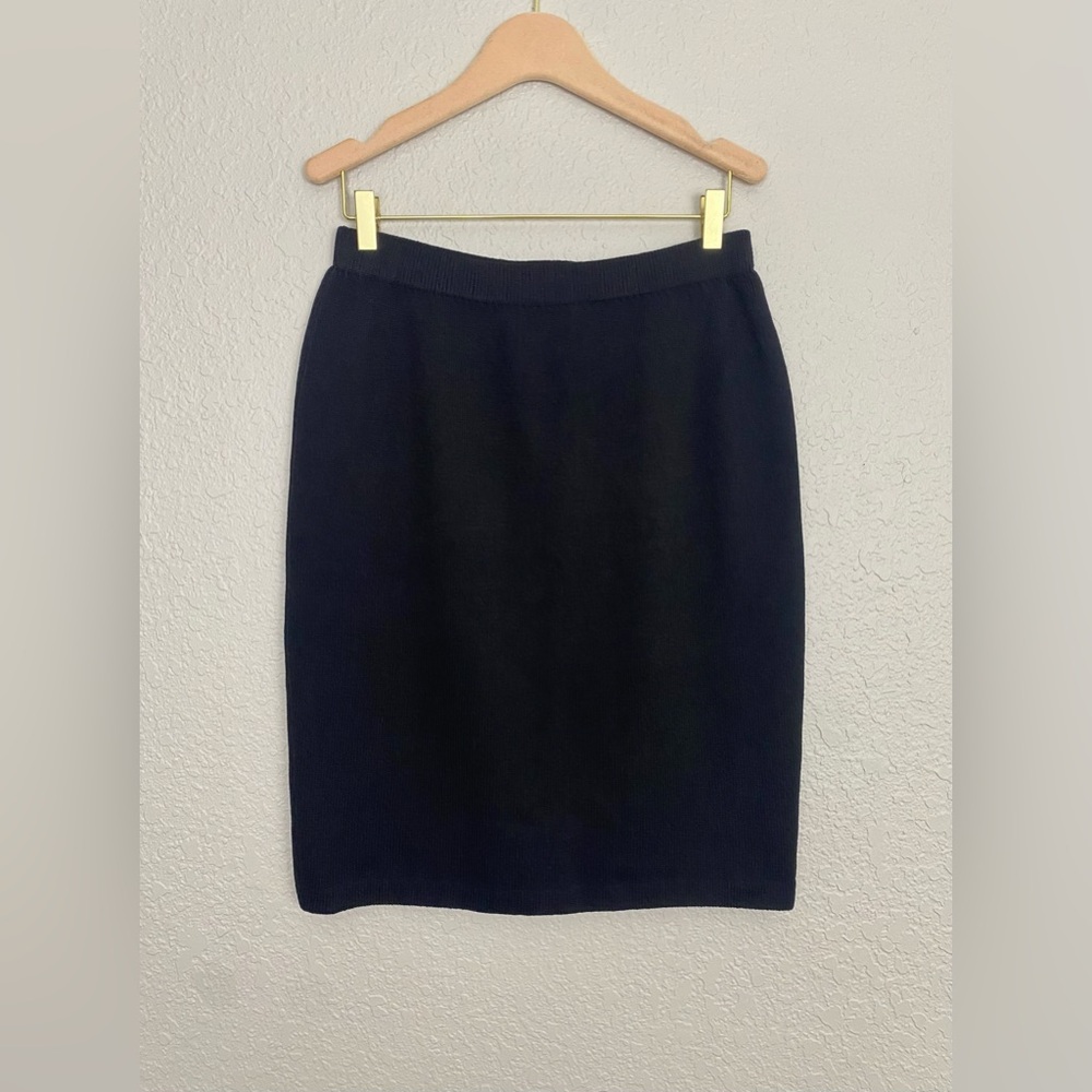 St John Basics Black Knit Pencil Skirt Size 8